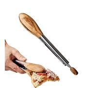 Pince en bois pour cuisiner, barbecue avec poignée en bois d'olivier, pince de cuisine et salade en acier inoxydable pour griller, servir et lancer en bois d'olivier, pince de cuisine en acier