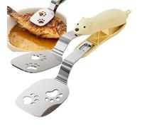 Pince en métal - 25,4 cm en forme d'ours mignon en acier inoxydable pour cuisine, pâtes, toasts avec prise en main facile, outil de dessert et barbecue pour la maison, le restaurant en plein air