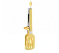 Pince en silicone jaune avec support en acier inoxydable 26,3 cm | Pince de cuisine robuste pour barbecue, barbecue | Poignée ergonomique antidérapante, ustensiles lavables au lave-vaisselle