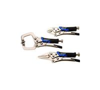 BGS Technic Jeu de 3 pinces étau mini OC-PRO Bleu et argent