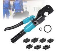 Pince hydraulique domestique 4-70 mm², outil de sertissage à pression 8 T, kit de sertissage de câbles DIY avec moules 4/6/8/10/16/25/35/50/70 mm² bleu noir