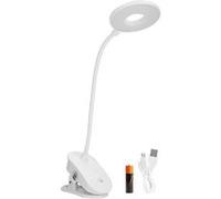 Pince Lampe De Table à LED 2W Lumière Blanche Commutateur Tactile Rechargeable Par USB Trois Modes (Lampe Avec Sonnerie) Blanc G