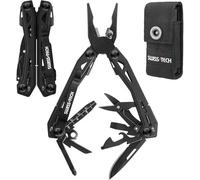 Pince Multifonction 16 en 1 avec Verrou de Sécurité Swiss+Tech, Couteau Multifonction en Acier Inoxydable avec Pince Scie Tournevis Lime pour Survie Camping Randonnée (Noir)