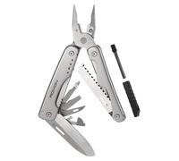 Pince multifonction avec lame en acier D2, 20 fonctions, allume-feu, couleur grise