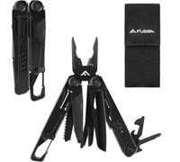 Pince Multifonction en Acier Inoxydable 15 en 1 avec Découpage de Précision FLISSA Couteau Multifonction avec Etui Pince Scie Tournevis Lime Mousqueton pour Survie Camping Randonnée (Noir)