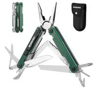Pince Multifonction en Acier Inoxydable 18 en 1 WORKPRO, Outil Multifonction avec Sac, Multitool Couteau Pince Scie Tournevis Ouvre-Boite pour Exterieur, Camping, Randonnee, Reparation (Vert)