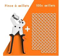 Pince perforatrice à œillets professionnelle - Effort minimal - Pince perforeuse avec 100 œillets (Ø intérieur 10 mm)