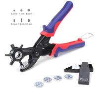 Pince Perforatrice avec 6 Tailles de Poincon Interchangeables WORKPRO pour Tissu, Ceinture en Cuir, Sac, Plastique, Papier