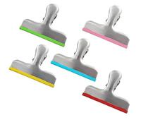 Pince Sachet Acier Inoxydable, 5 Pièces Pince pour Fermer Aachet Alimentaire, Pinces Colorées Sacs Alimentaires, avec Bords en Silicone, 7,7 cm de Large Clips Sac Congélation pour Cuisine, Bureau