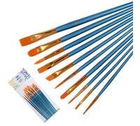 Pinceau À Huile En Nylon Pour Peinture À L'aquarelle, 10 Pièces, Stylo, Bricolage, Peinture Acrylique, Art, Perle En Bois, Poignée Bleue, Fournitures De Papeterie Scolaire Pour Enfants