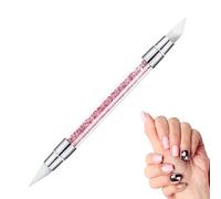 Pinceau à ongles en silicone - Outil de sculpture et de ponctuation à double tête, poignée en strass doux, stylo pour | sculpture, modelage, gaufrage, design acrylique, outils pr s