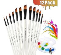 Pinceau D'artiste, Ensemble De 12 Pinceaux Peinture Avec 1 Palette De Mélange, Pinceau D'artiste Pinceau À Poils Pour Aquarelle