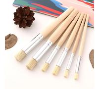 Pinceau de peinture à l'huile en crinière de over, tête ronde, manche en bois, ensemble de cheveux durs, stylo d'écriture, art professionnel, livres, 6 paquets