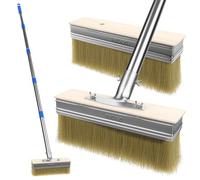 Pinceau de peinture pour terrasse avec manche long de 139,7 cm et 2 têtes de pinceau de 18,1 cm, grand applicateur de teinture pour terrasse pour murs, planchers en bois, teintures pour bois