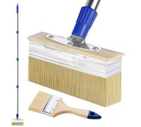Pinceau de peinture pour terrasse de 17,8 cm avec applicateur de lasure et manche long de 152,4 cm, pinceau de 7,6 cm inclus pour lasures, huiles, revêtements de terrasse, clôture, mur, meubles (bleu)