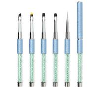 Pinceau Nail Art Ongles Gel Professionnel avec Capuchon Bouchon - LEA-SHALL 5 Pièces Pinceaux Fin Ombré/Liner/Plat/Rond French pour Ongle Peinture Acrylique UV Construction Set ã Brosses Bleu