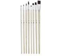 Pébéo Pinceaux Assortiment 8 brosses plat et rond – Polyamide brun, manche long, acrylique et huile