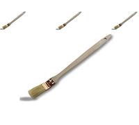 Pinceau plat tête coudée pour peinture radiateurs | Lot de 3 | Largeur 30 mm | Garnissage soie blanche | Virole cuivrée | Manche bois | Angles volets coins tuyaux, bords |Kibros 340P_30cx3