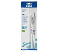 Milan BWM10468 Lot de 4 pinceaux Ronds (Cuir de chèvre et synthétique), Manche Blanc, série 101 W, n° 2, 4, 6 et 8