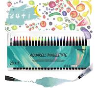 Pinceaux à aquarelle - Lot de 24 + 1 pinceau réservoir - Effets artistiques - Mixte - Adulte