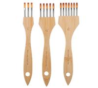 Pinceaux à dents multiples - Peigne en laine de nylon 3 pièces - Brosse à serpillère large pour râteau acrylique pour créer des lignes, des grilles, des plumes, des palmiers, pour l'aquarelle