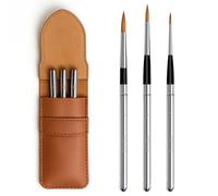 Pinceaux aquarelle de voyage, kit de voyage avec pochette en cuir, parfait pour l'aquarelle, l'acrylique, la gouache et la peinture à l'encre