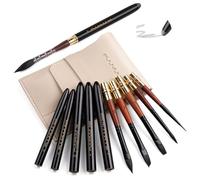 Pinceaux Aquarelle de Voyage Professionnel - 6 Pinceaux de Poche en Poils D'écureuil Naturels pour Aquarelle avec étui en Cuir | Écoulement régulier et Excellente Absorption | Watercolor brush