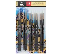 Pinceaux de précision Arteza, Lot de 15, kit de pinceaux Fins pour modèles Miniatures et Toiles, Poils synthétiques, Petits pinceaux pour Les détails, Les Lignes Fines et Les Ombres