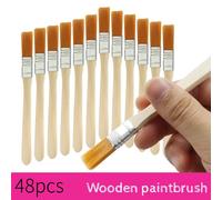 Pinceaux en nylon à manche court en bois, pinceaux pour peinture artistique, pinceaux pour aquarelle, pinceaux muraux, outils de nettoyage, 12/24/48 pièces 12pcs