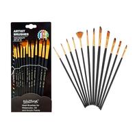 Pinceaux Peinture Acrylique, 12 Pinceaux Aquarelle de Diverses Formes, Pinceaux de Maquillage pour Enfants, Idéal pour Le Carnaval, Les Fêtes, et Également pour Les Débutants en Art.