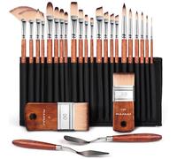 Pinceaux Peinture Acrylique Professionnels - 26 Pinceaux d'artiste en Poils Synthétiques avec Trousse Roulante et Spatule Peinture pour Acrylique, Gouache et Huile | Acrylic Paint Brushes