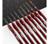 Pinceaux Peinture Professionnels Détail Pinceaux pour Acrylique Huile Aquarelle Nail Art Pinceau de détail Ensemble,9 pièces. (Rouge)