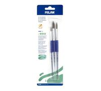 MILAN Pinceaux ronds Série 116 n° 2, 8 et 12 – Poils chèvre et synthétique, manche Ergo – Lot de 3
