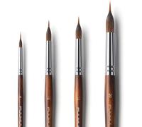 Pinceaux Traceur Jupon Aquarelle Professionnels - 4 Pièces Pinceaux Fins D'artiste pour Aquarelle, Encre et Acryliques Liquides | Ldéal pour des Lignes Détaillées et Précises, Liner Watercolor Brushes