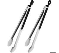 Pinces à barbecue, pinces de cuisine, en acier inoxydable, adaptées à la cuisson, aux grillades et aux buffets (44,6 cm, lot de 2)