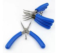 Pinces à bec effilés, mâchoires dentées, manche ergonomique, couleur bleue, lot de 4