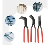 Pinces à plier la tôle - Lot de 3 pièces - Mâchoires à 0°/45°/90° - Poignée droite - Acier au carbone - Pour la tôle, la toiture et la réparation automobile - Rouge
