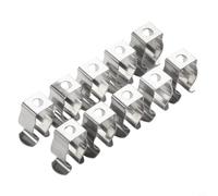 Pinces à ressort en acier au manganèse Type ouvert 10 pièces Clips à outils Argent Robuste pour garage abri de jardin Stockage Balai Râteau Tubes Différentes tailles 25 mm à 35 mm Fixation durable