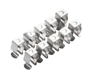 Pinces à ressort en acier au manganèse Type ouvert 10 pièces Clips à outils Argent Robuste pour garage abri de jardin Stockage Balai Râteau Tubes Différentes tailles 25 mm à 35 mm Fixation durable
