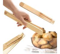 Pinces à salade en bambou avec ressort pliable pour économiser de l'espace, prise en main améliorée pour la cuisine, le barbecue, pliables pour transporter ou ranger, retourner et servir | Lot de 2