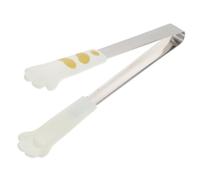 Pinces Cuisine en Acier Inoxydable à Motif Patte de Chat | Embouts en Résine Blanche, Fonction Anti-brûlure, pour Grillades et Pique-niques, Usage Pâtisserie