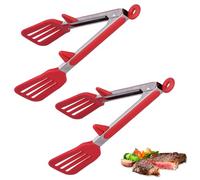 Pinces de Cuisine, Pinces de Service en Silicone en Acier Inoxydable Pinces de Cuisson pour Pelles Alimentaires (Rouge*2, 12inch)