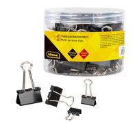 Pinces multi-usages Idena, lot de 100 pièces, couleur noire | Trombones de 15/19/25/32 mm, adaptés à l'école et au bureau, 11570