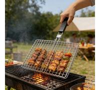 Pinces pliables en acier inoxydable avec manche en bois, multifonctionnelles pour barbecue extérieur, grillage de poisson et légumes Taille UniqueAcier inoxydable