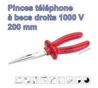 Pinces téléphone à becs droits 1000 V - CIMCO - 108778