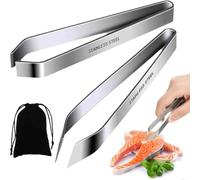 Pincettes à os de Poisson, 2 Pièces,Pincettes à Poisson, Ensemble de Pinces Plates et Inclinées Professionnelles en Acier Inoxydable pour la Cuisine, la Truite au Saumon
