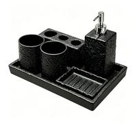 PINCHU Ensemble D'accessoires de Salle de Bain, Ensemble Salle de Bain Accessoire Comprenant 2 Gobelet de Rinçage, Porte-Brosse à Dents, Porte-Savon, Bouteilles de Lotion, Plateau