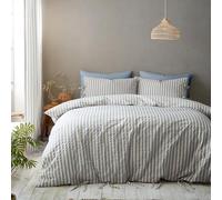 Pineapple Elephant Zanzibar Parure de lit avec Housse de Couette et taies d'oreiller Motif Rayures tissées Super King Bleu