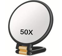 Pineeseatile Miroir grossissant 50X Double Face avec poignée réglable à 360 degrés pour Le Maquillage, Table Murale portative