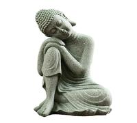 Pineeseatile Statue de Bouddha Mini Bouddha Ornement Grès Repos Dormir Méditation Accessoires pour Jardin Zen Style 1, Petit